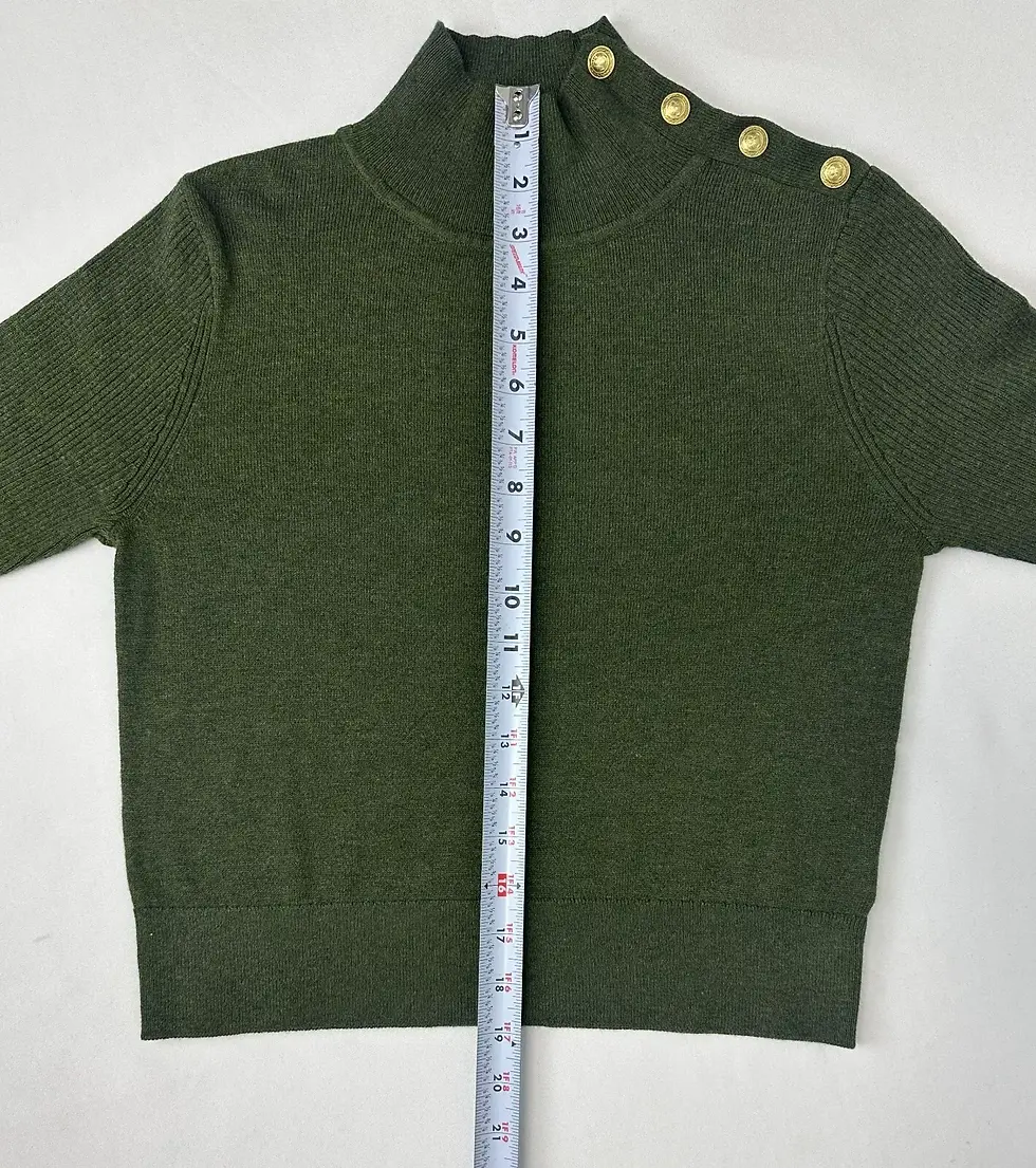 Thumbnail: L'AGENCE Kamdyn Green Sweater Mock Neck Button Accent Long Sleeve Medium