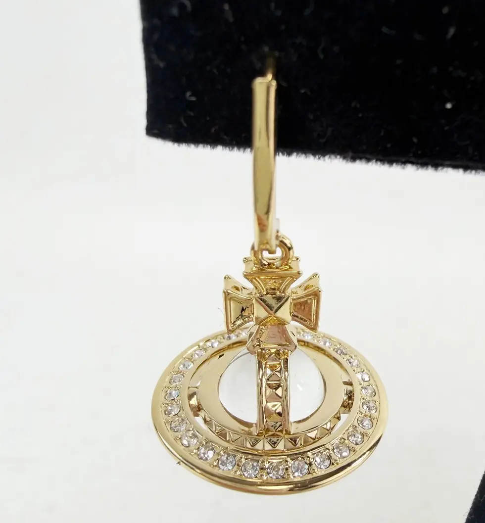 Thumbnail: VIVIENNE WESTWOOD Gold Orbs Jewel Relief Drop Earrings tonal crystal Hook