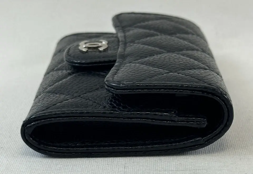 縮圖：NWT CHANEL Classic Flap Card Holder Grained Calfskin Mini Black Silver Quilted