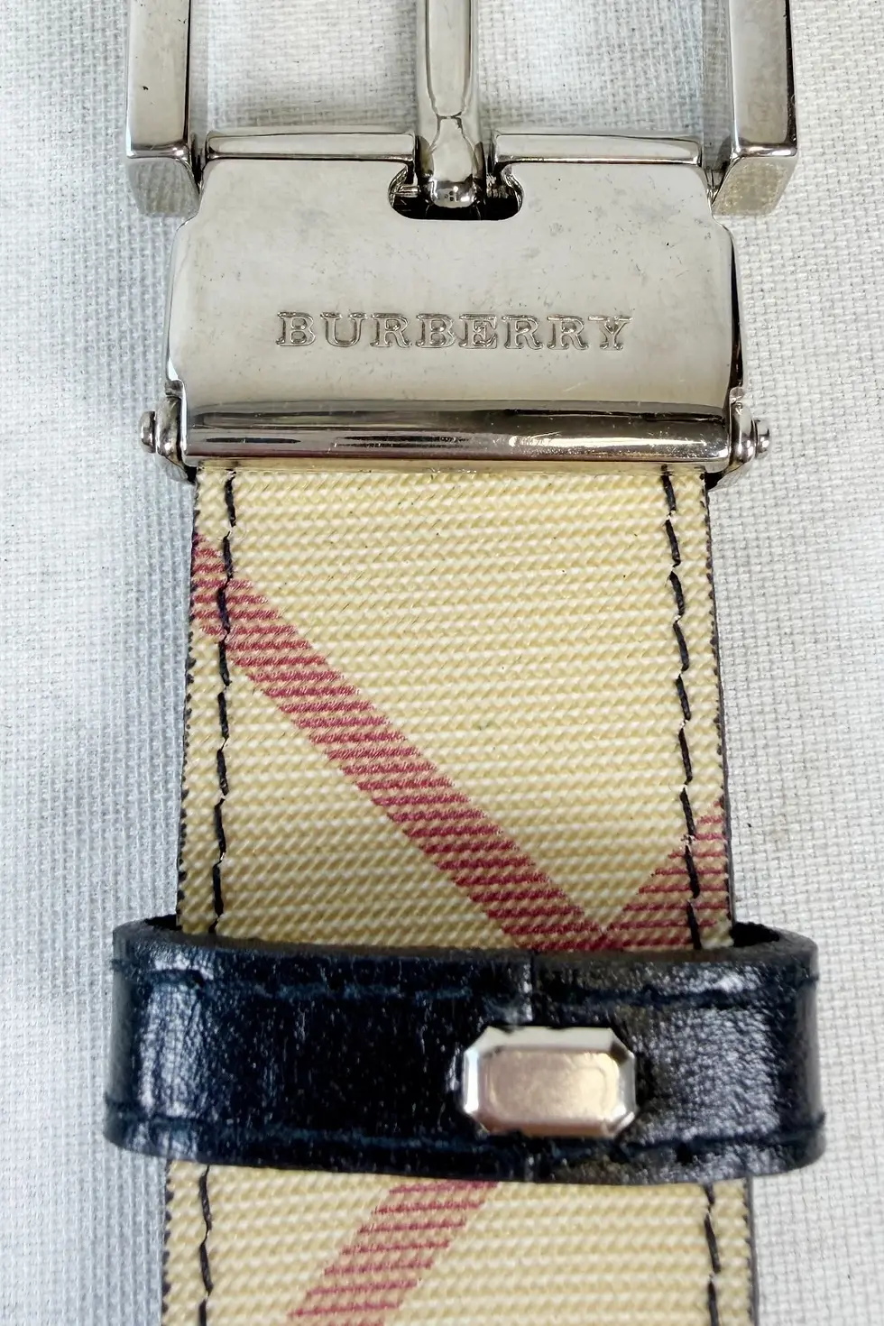 Miniatura: BURBERRY Check Belt Sand Multicolor Silver Buckle 40/100 Large Unisex Nova