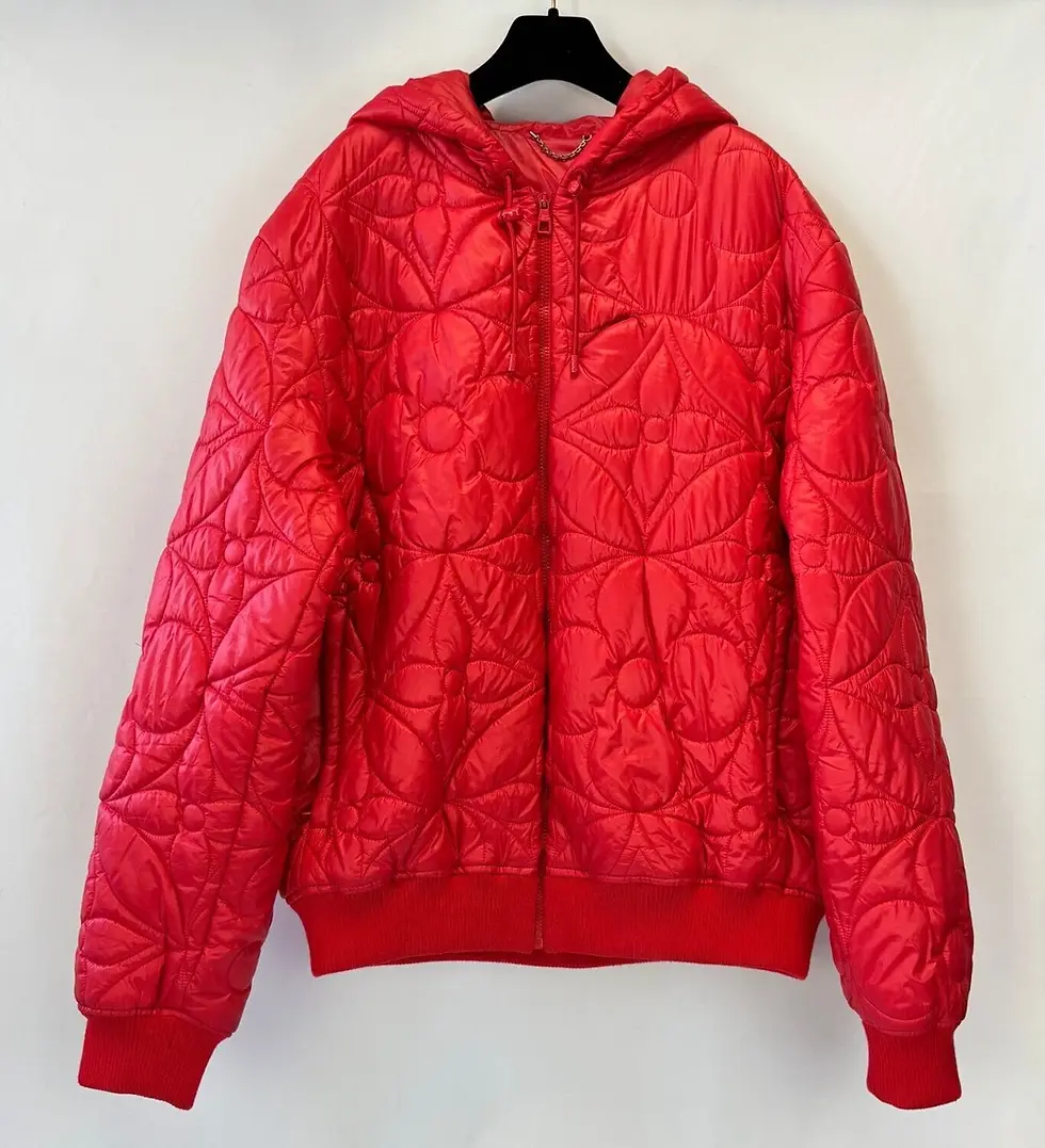 Hình thu nhỏ: NWT LOUIS VUITTON LVSE Flower Quilted Hoodie Puffer Jacket 58 Rio Red 1A9FUY