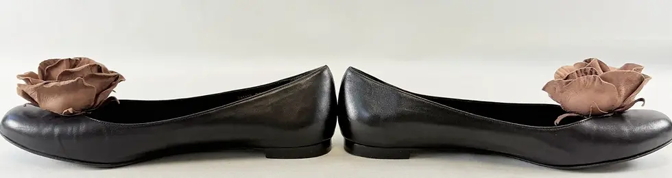 Thumbnail: YVES STAINT LAURENT Leather Ballerina Flats Brown Rose 38.5 Leather 8.5