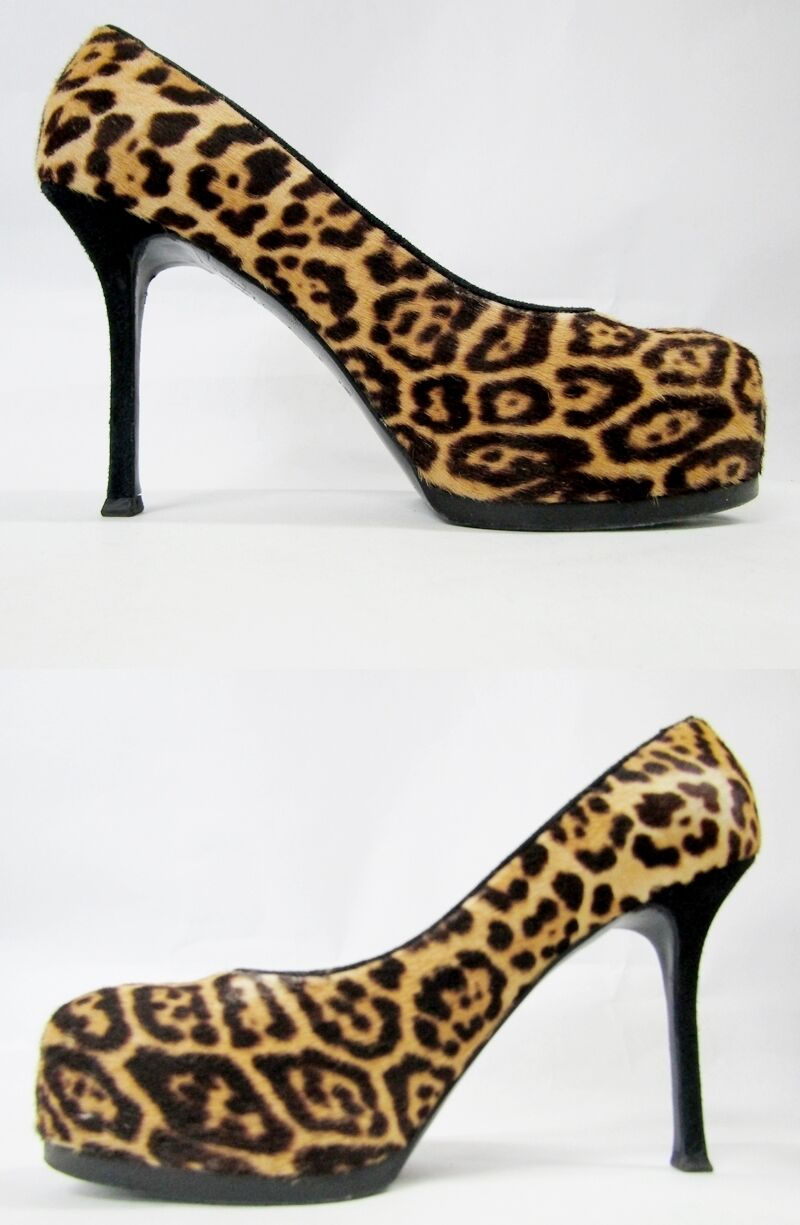 縮圖：YSL YVES SAINT LAURENT Tribtoo 39.5 Shoes 9 Animal Print Leopard Platforms Shoes