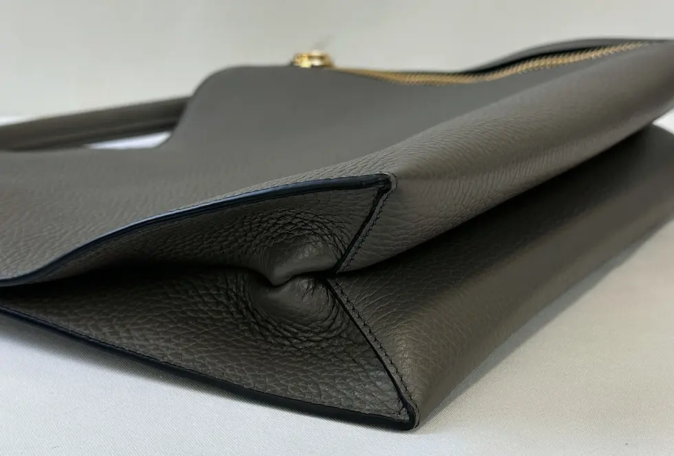 Miniatura: NEW TOM FORD Alix Grained Leather Hobo Shoulder Bag Graphite Gold Hardware Tote