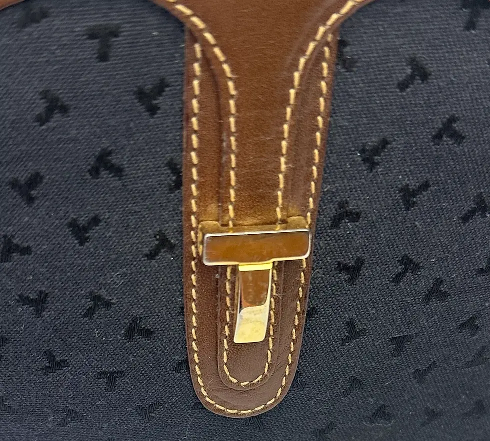 Hình thu nhỏ: TIFFANY & CO T Jacquard Leather Crossbody Bag Small Black Brown Gold