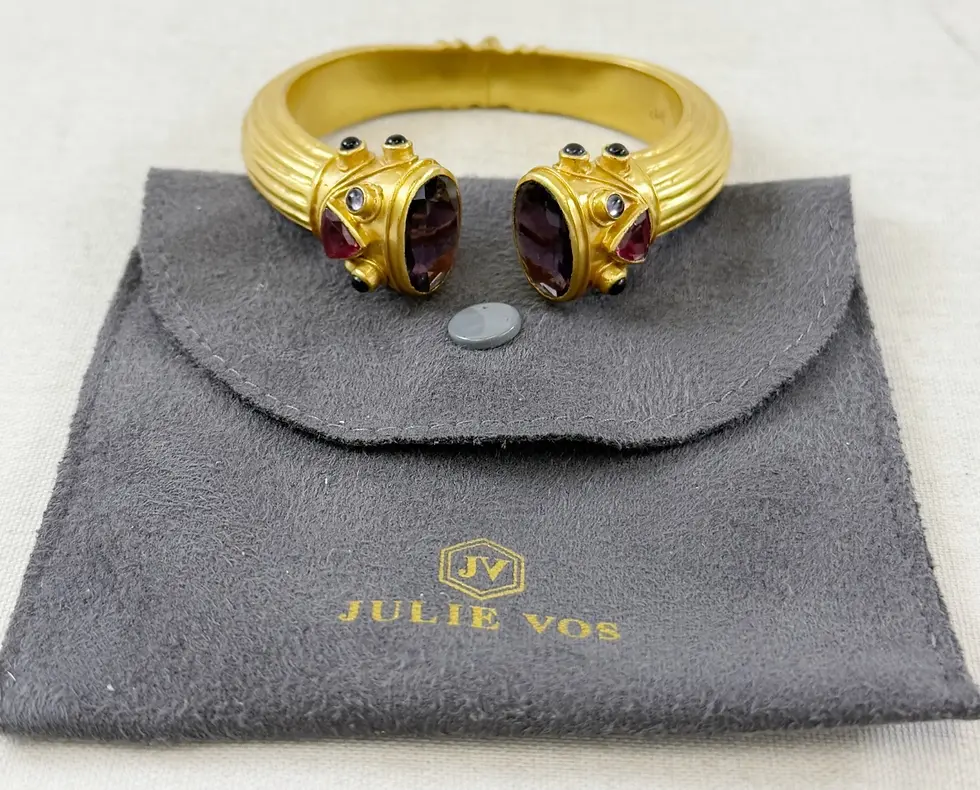 Miniatura: NEW JULIE VOS 24k Gold Plated Cuff Bracelet One Size Purple Glass Gemstones
