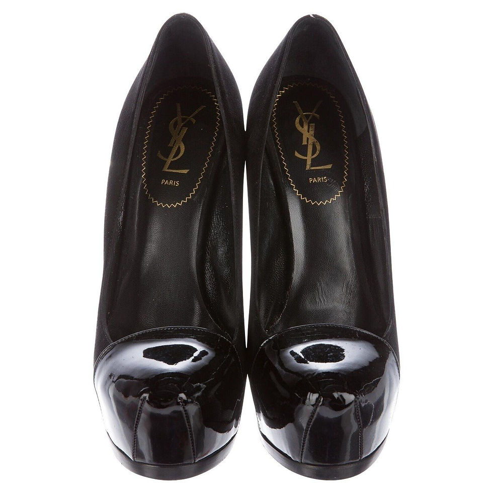 YSL Tribute Two Patent Leather Suede Platform Pumps 40.5