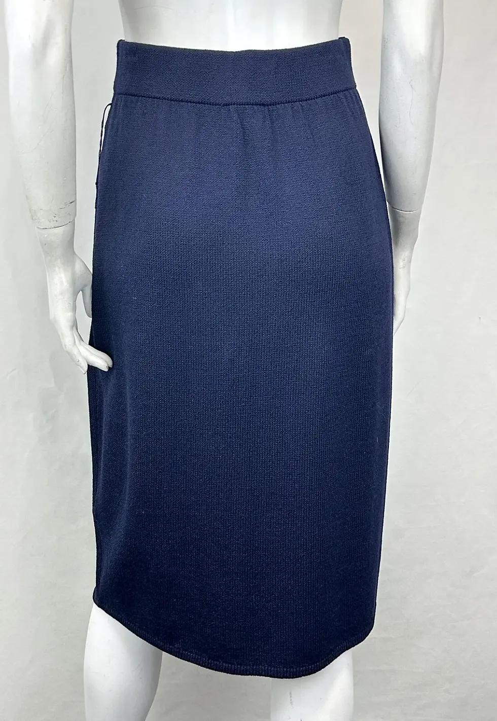 Thumbnail: ST. JOHN Santana Knit Basic Straight Skirt 12 Navy Knee Length Blue