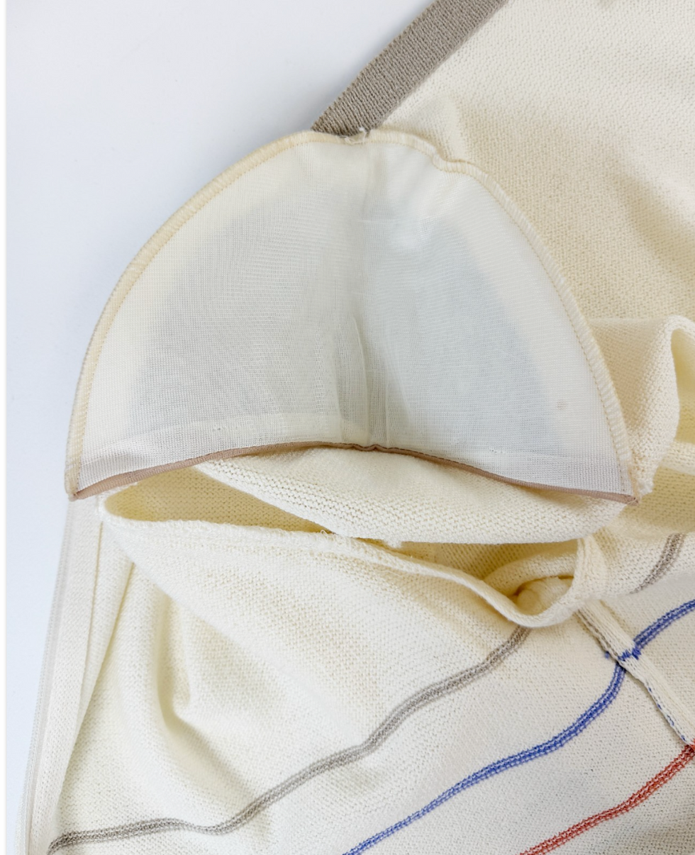 Thumbnail: ST. JOHN SPORT Santana Knit Jacket XL Cream Multicolor Striped Long Sleeves