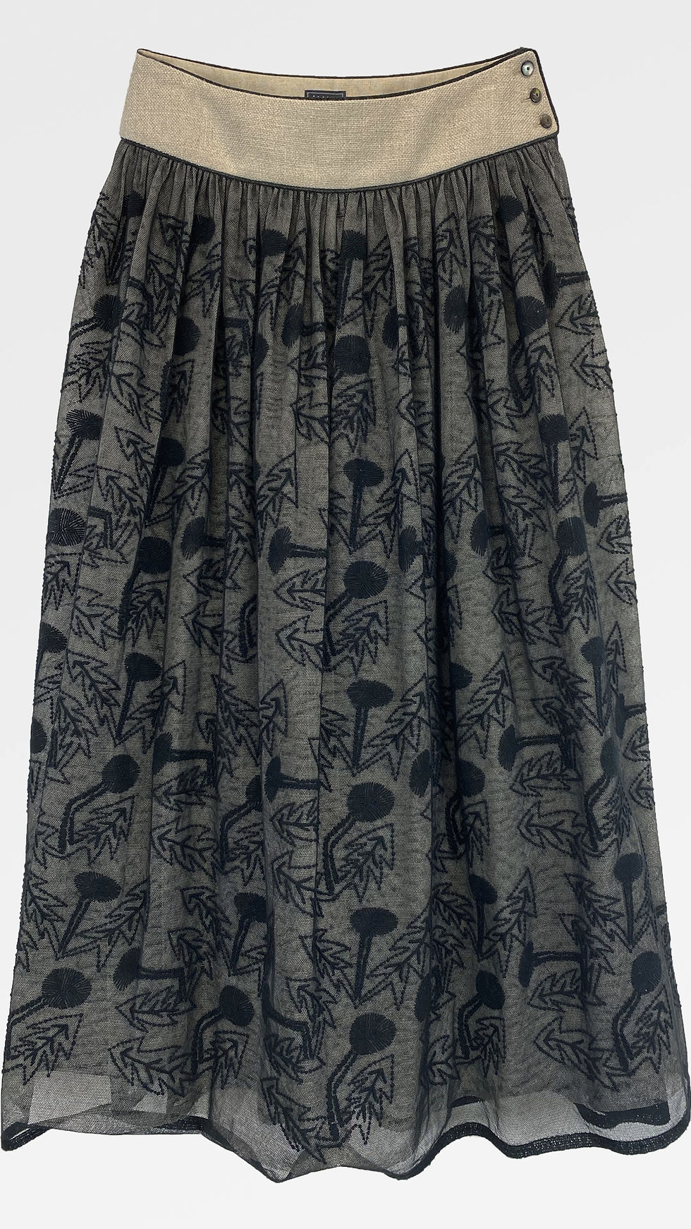 縮圖：MINA PERHONEN Tanpopo Embroidered Lace Tulle Maxi Skirt 36 RARE 2