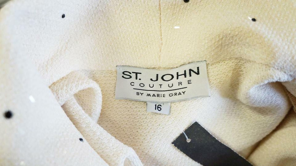 縮圖：ST. JOHN COUTURE Santana Cream Jacket with Rhinestone Paillettes 16 XL