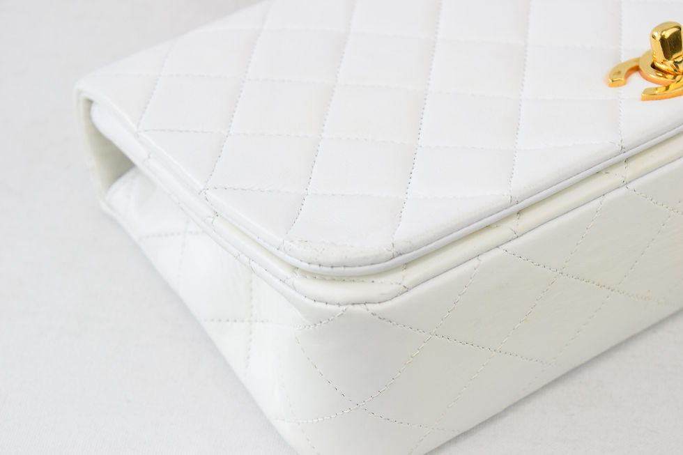 Thumbnail: CHANEL Lambskin Leather Full Flap Shoulder Bag Small White Quilted 1990