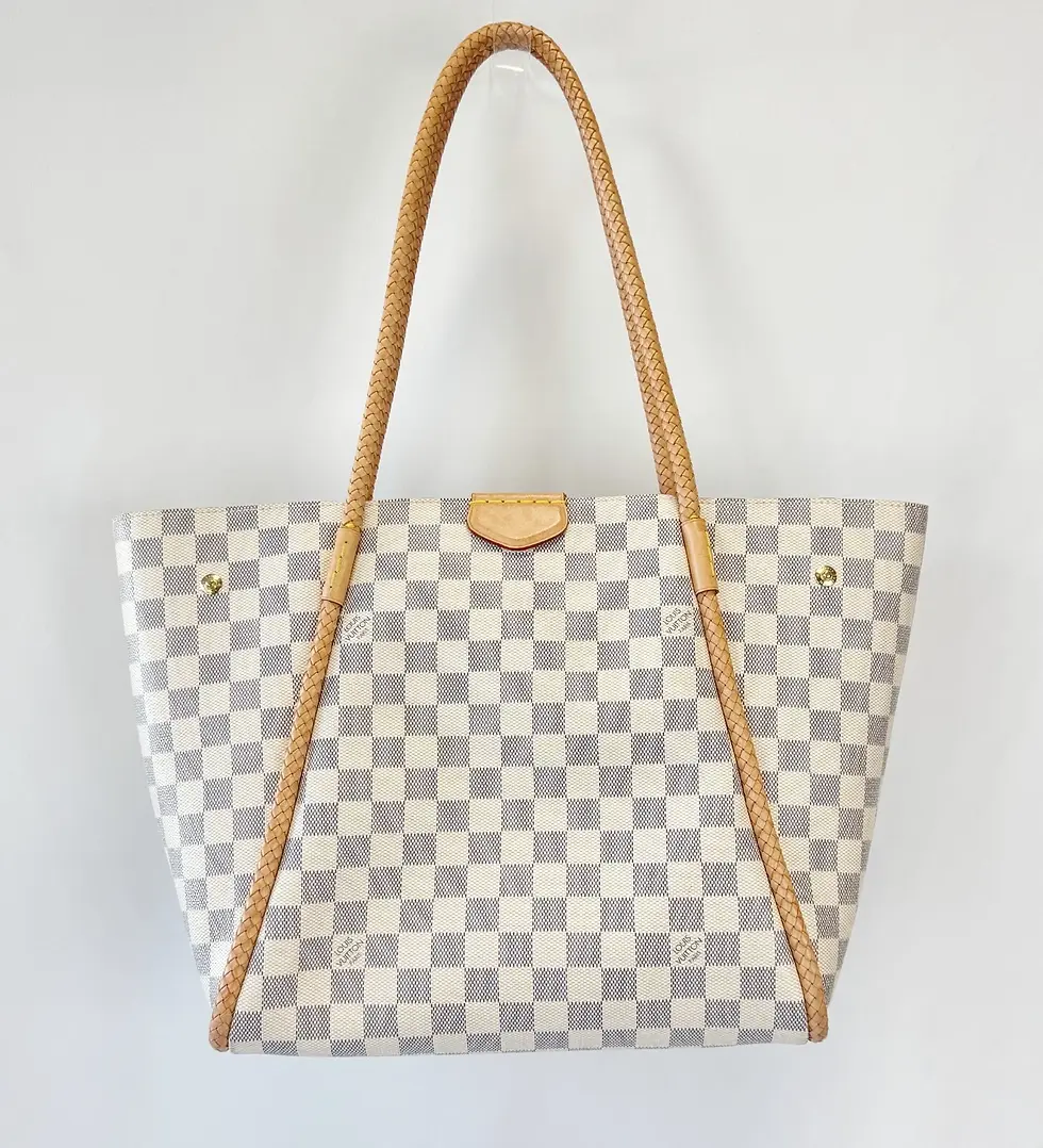 Hình thu nhỏ: LOUIS VUITTON Propriano Damier Azur Canvas Tote Bag Medium Rose Ballerine N44027