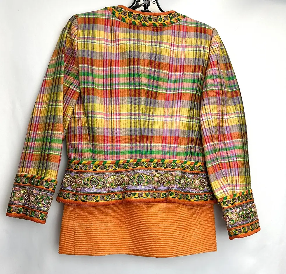 縮圖：OSCAR DE LA RENTA Saks Fifth Avenue 2PCS Quilted Multicolor Jacket Skirt Suit 6
