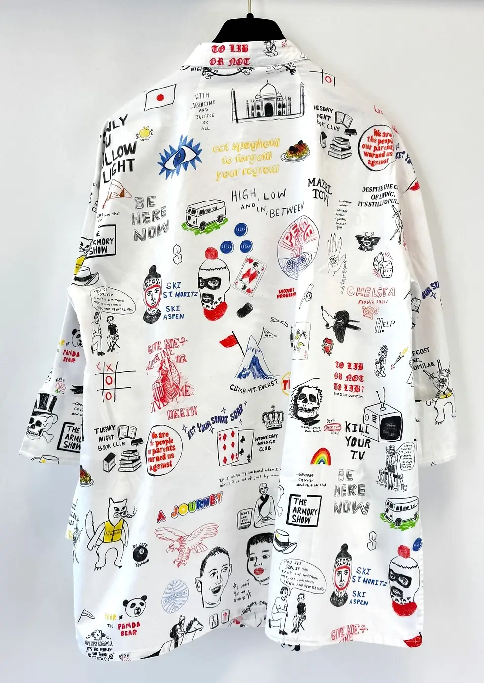 Thumbnail: LIBERTINE Cotton Button Up Blouse XS White Muticolor Graphic Drawings 3/4 Sleeve