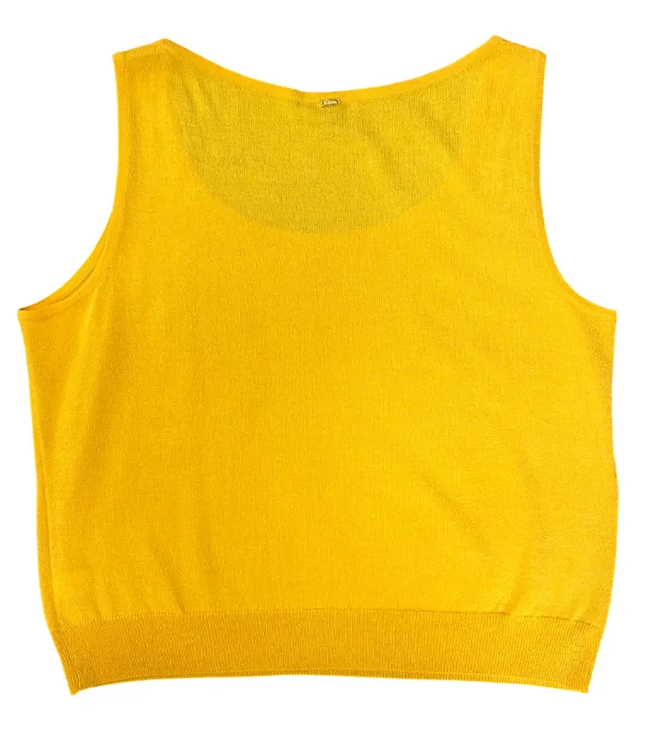 縮圖：ST. JOHN Knit Tank Top XL 16 18 Santana Shell Reversible Yellow Scoop Neck