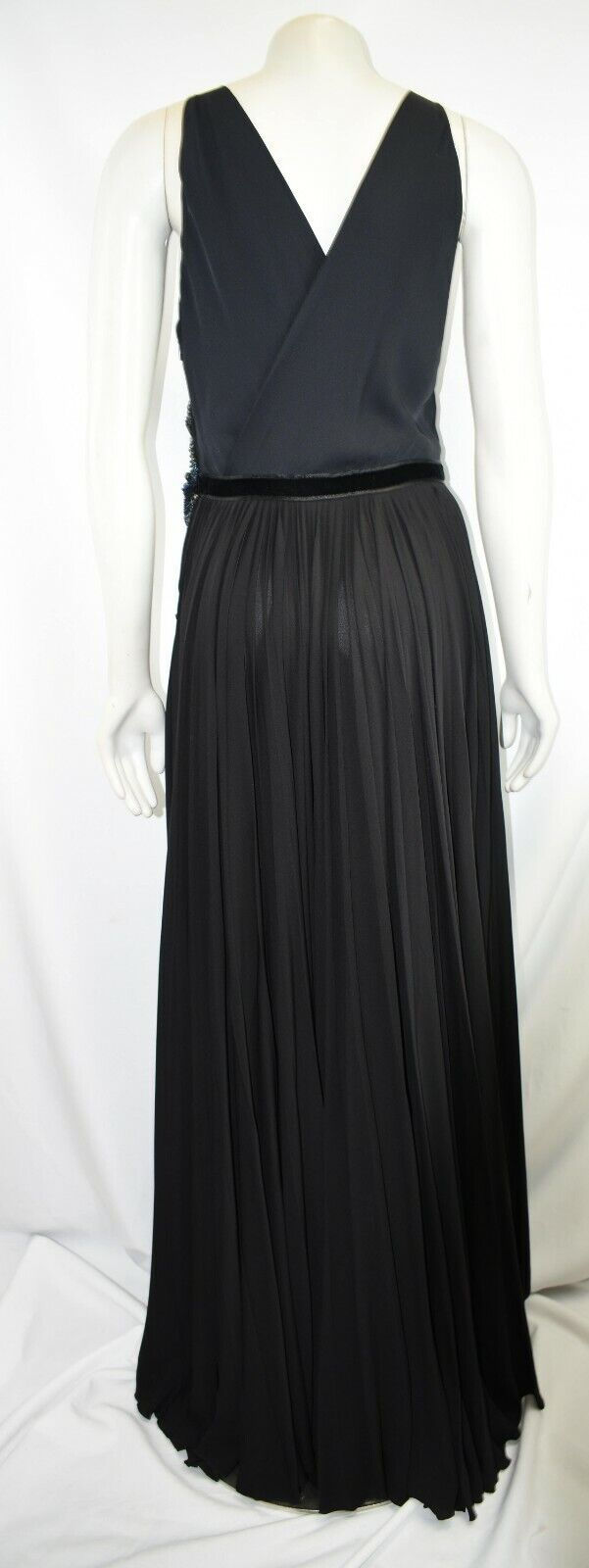 Thumbnail: GUCCI Black Silk Butterfly Embellished Deep V-neck Evening Gown 40 4 S