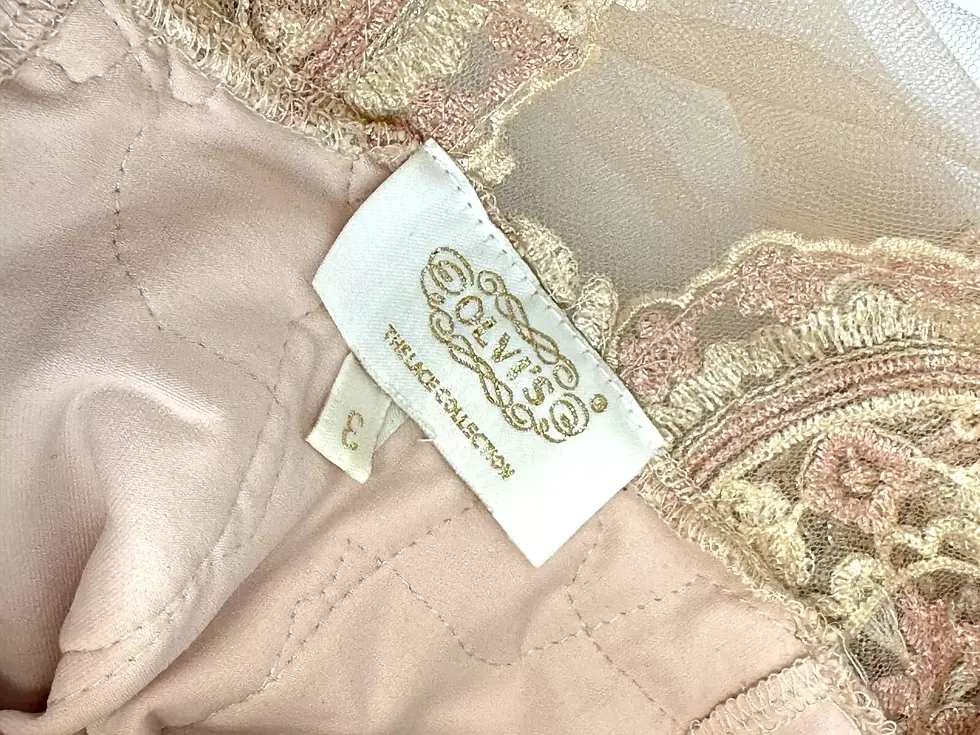 Thumbnail: NWT OLVIS Round-Tail Lace Gown 3 Pearl V-Neck Bow Belt Long Sleeves Sheer 6 US