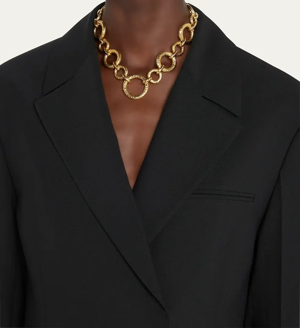Miniatura: BEN AMUN Necklace 24k Gold Electroplated Hammered Circle Chain Toggle 16"