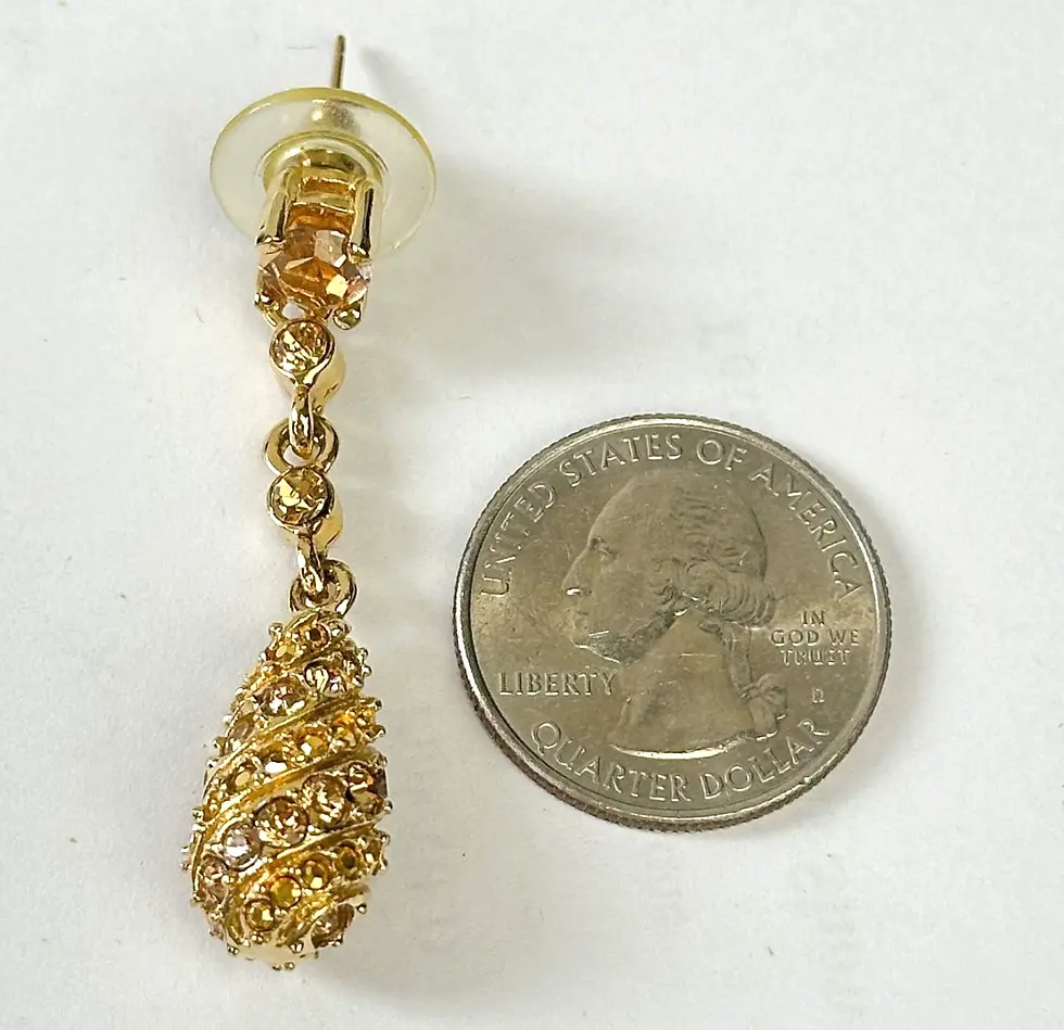 Thumbnail: NEW Vintage ST. JOHN Dangle Drop Earrings Stunning Rhinestones 22K Gold Plated