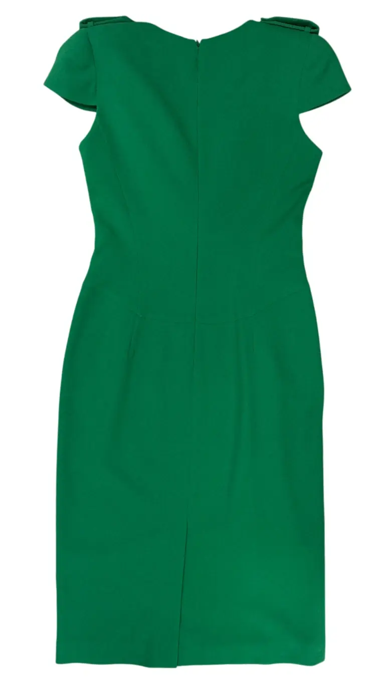 Thumbnail: ALEXANDER MCQUEEN Cap Sleeve Large Green 44 Dress Cowl Neck Midi Pockets L