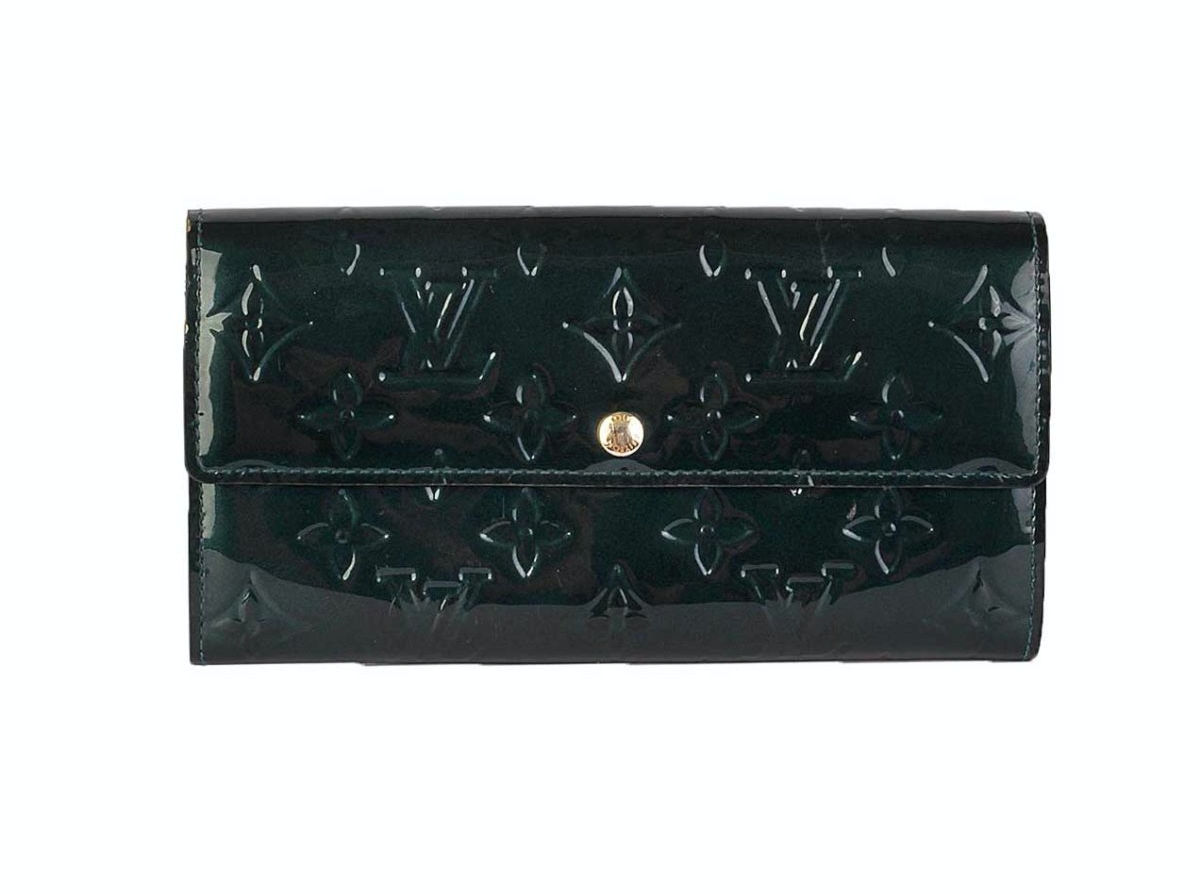 LOUIS VUITTON Portefeuille Teal Monogram Vernis Leather Sarah Long Wallet