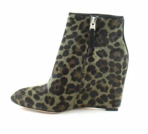 Thumbnail: BRIAN ATWOOD Bellaria Leopard Print Wedge Ankle Boots Calf Hair 8