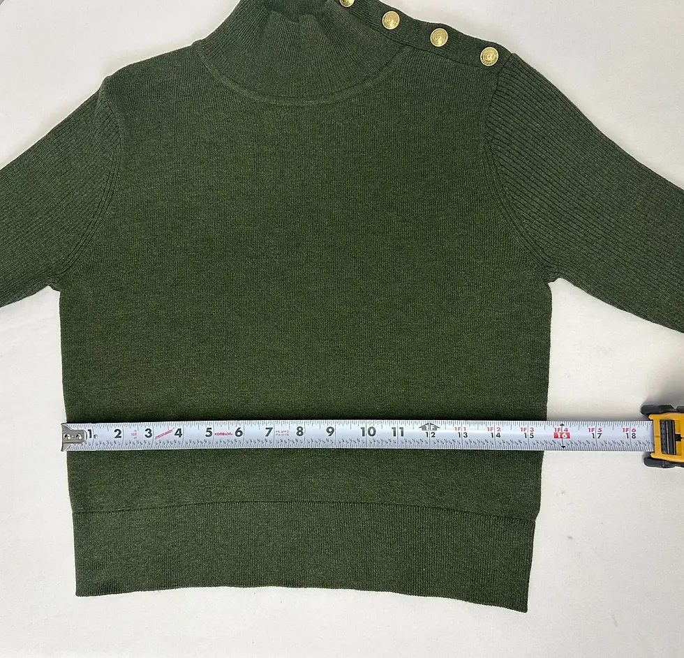 Thumbnail: L'AGENCE Kamdyn Green Sweater Mock Neck Button Accent Long Sleeve Medium