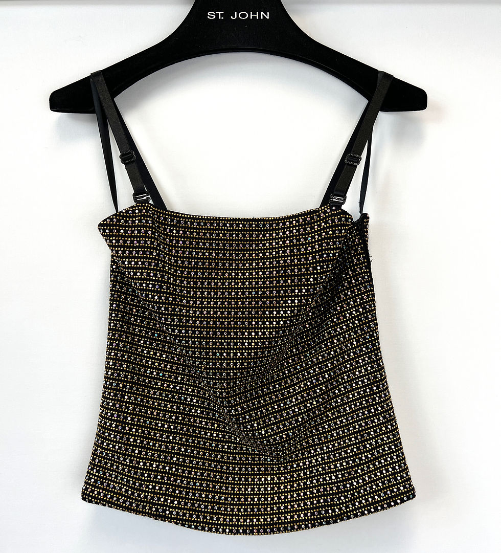 Thumbnail: ST. JOHN COUTURE Black Gold Bustier Swarovski Crystals Corset Top 2