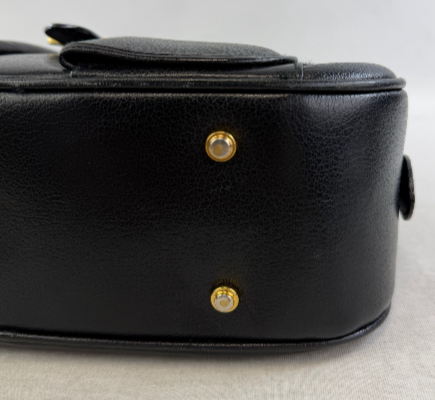 Thumbnail: CHRISTIAN DIOR Leather Double Saddle Bag Small Black Gold Hardware 2001