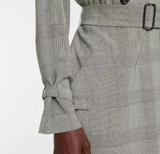 Hình thu nhỏ: NWOT MAX MARA Tamigi Checked Virgin Wool Canvas Pocket Dress Trench Grey 10