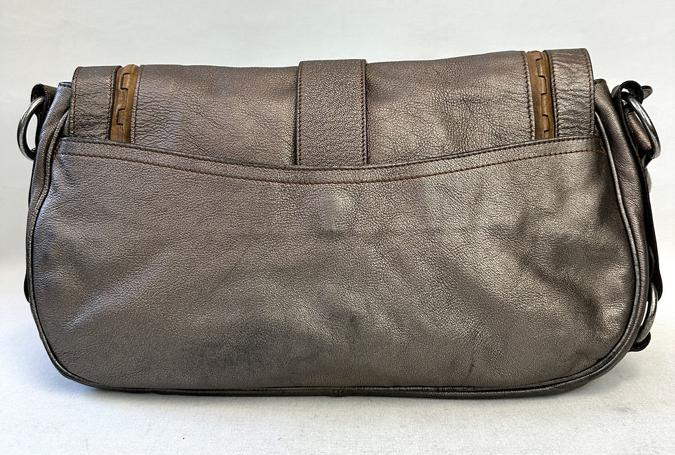 Hình thu nhỏ: CHRISTIAN DIOR Metallic Bronze Gaucho Leather Double Saddle Shoulder Bag