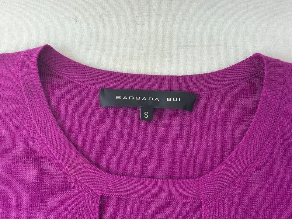 Thumbnail: BARBARA BUI Round Neck Cut Out Sweater Top Small Fuchsia Wool Long Sleeves NEW