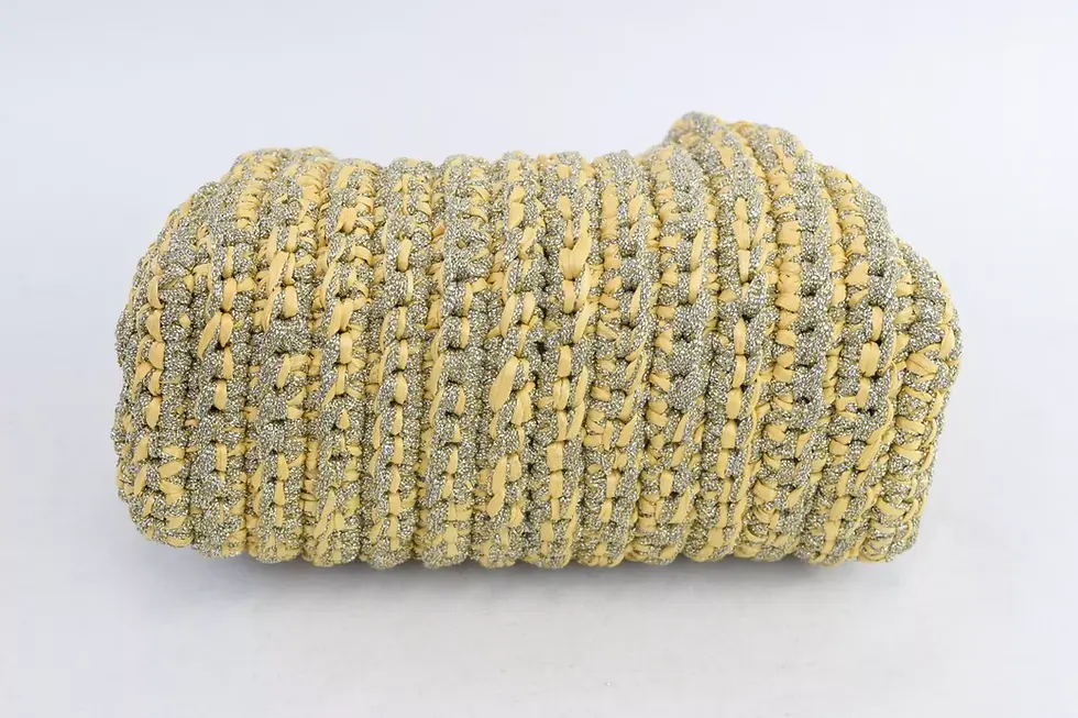Miniatura: LORENZA GANDAGLIA Tum RL Lurex Raffia Doctor Bag Clutch Medium Yellow Silver