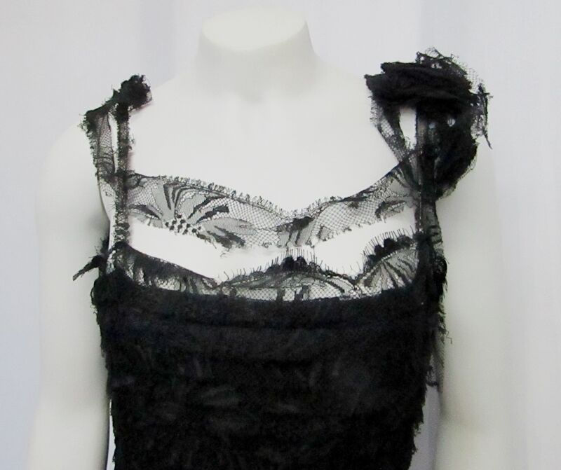 縮圖：CHANEL Lace Overlay Tiered Black Dress Scalloped Layered 38 6 Cruise 2006 $5975