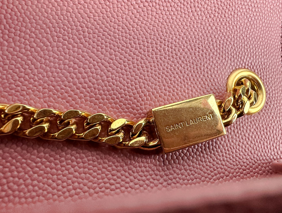 Thumbnail: YSL SAINT LAURENT Cassandre Pink Grained Leather Gold Hardware Crossbody Bag