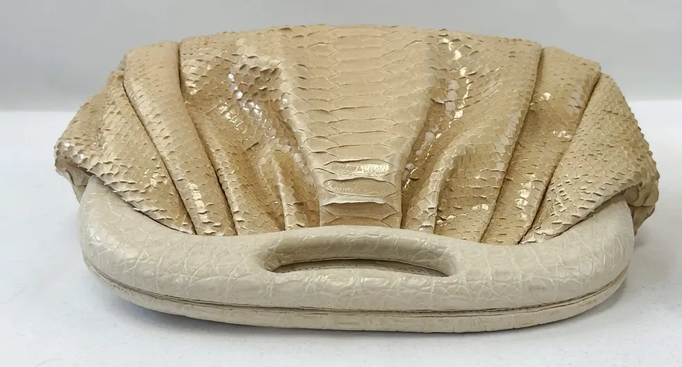 Hình thu nhỏ: NANCY GONZALEZ Crocodile Python Leather Top Handle Bag Small Coral RARE