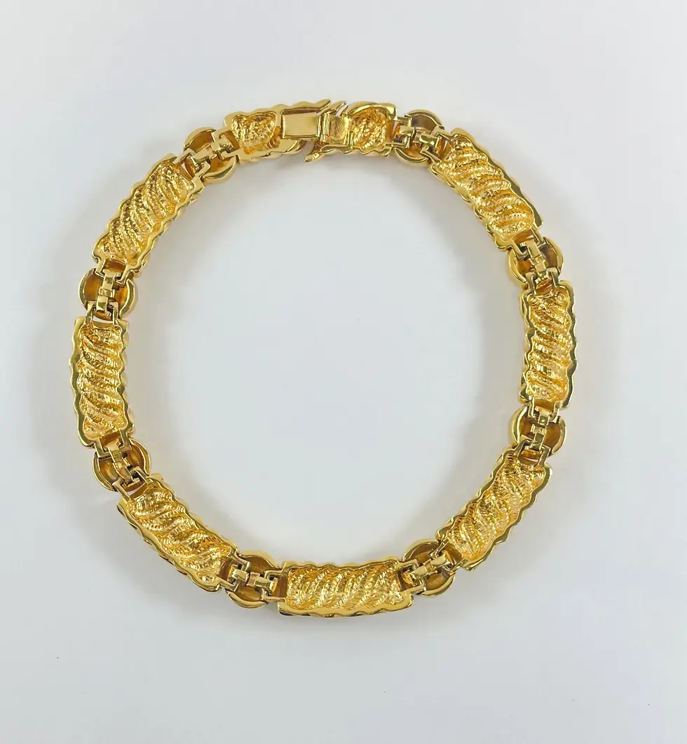縮圖：ST. JOHN 22K Yellow Gold Plated Round Wave Choker Necklace Signed