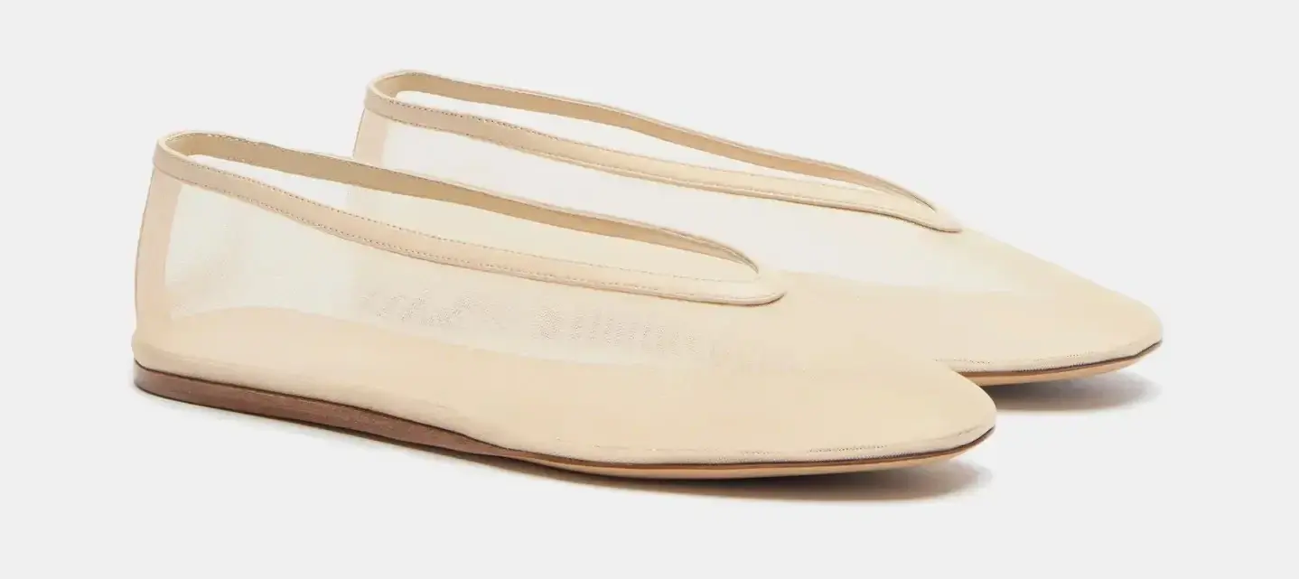 LE MONDE BERYL Luna Mesh Slipper Flats 39.5 Sand Round Toe See Through 9.5