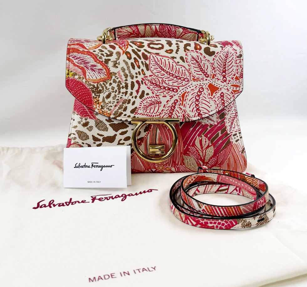 Miniatura: SALVATORE FERRAGAMO Margot Gancio Plant Pink Multi Crossbody Handle Bag