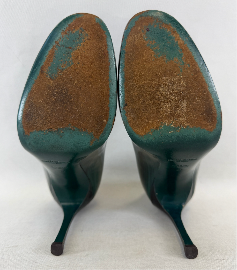 Miniatura: YSL YVES SAINT LAURENT Patent Leather Pumps 37 Green Marble Stilleto