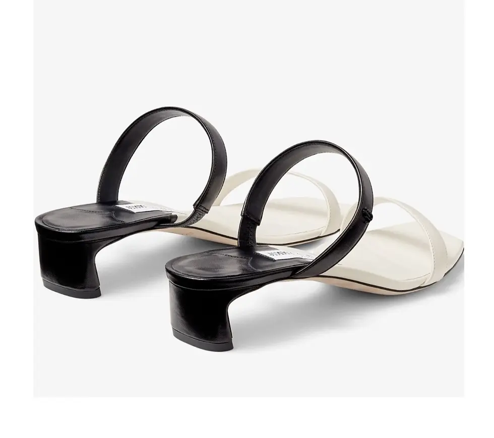 Miniatura: NEW JIMMY CHOO Kyda Nappa Leather Strappy Sandals 38 8 US Black Latte Cream 35mm