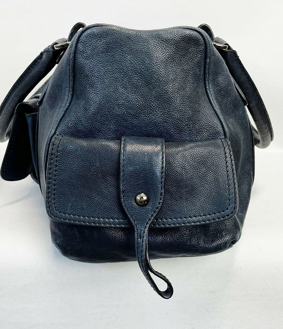 Thumbnail: TOD'S Navy Blue Calfskin Leather Weekender Tote Bag Satchel Limited Edition