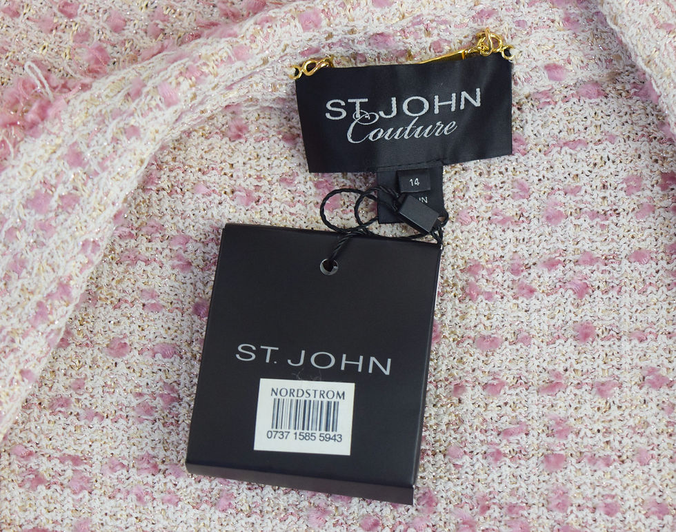 Hình thu nhỏ: ST. JOHN Couture 2PCS Tweed Knit Suit Jacket 14 Skirt 12 Rosa Shimmer Multi