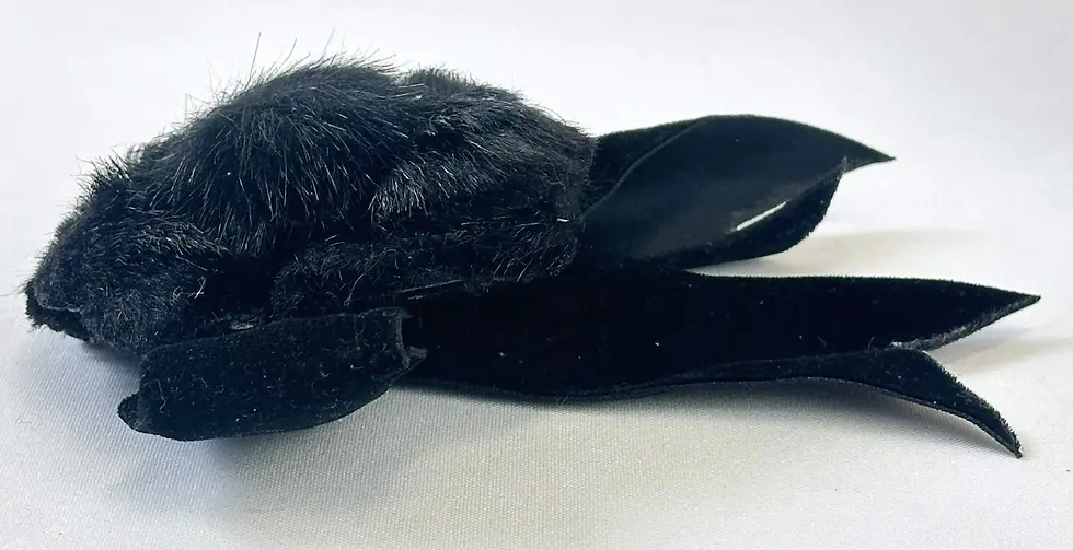 Thumbnail: NEW Vintage ST. JOHN Flower Faux Fur Pin Brooch Black Velvet Bow RARE