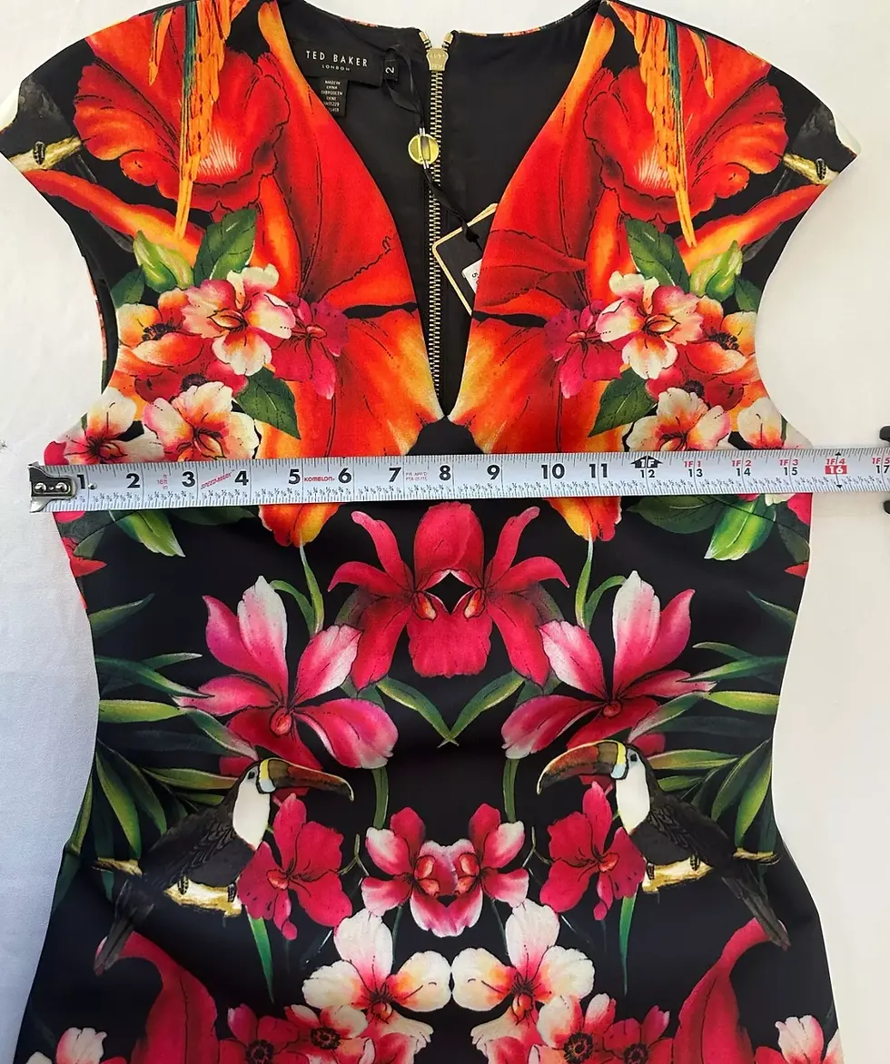 Miniatura: TED BAKER Bismii Toucan Print Multicolor Tropical Bodycon Dress Back Zip 2