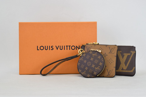 LOUIS VUITTON Trio Wrist Pouch Monogram Giant/Reverse/Mini Brown Logo M68756