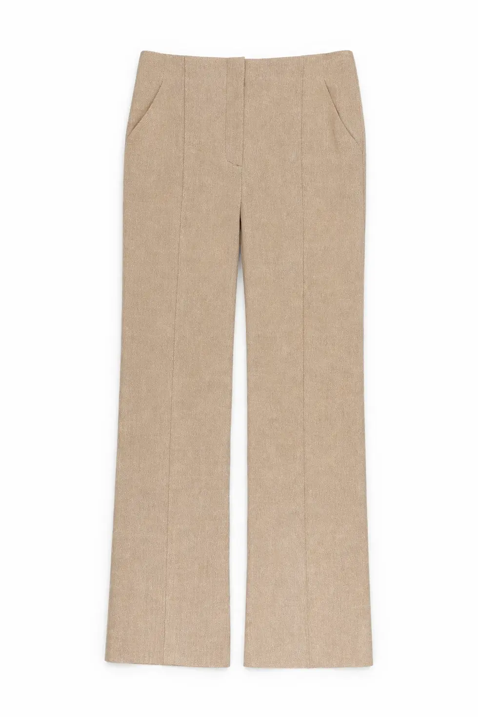 縮圖：VERONICA BEARD Komi Linen Blend Flared Wide Leg Beige Pants 8 Sandalwood