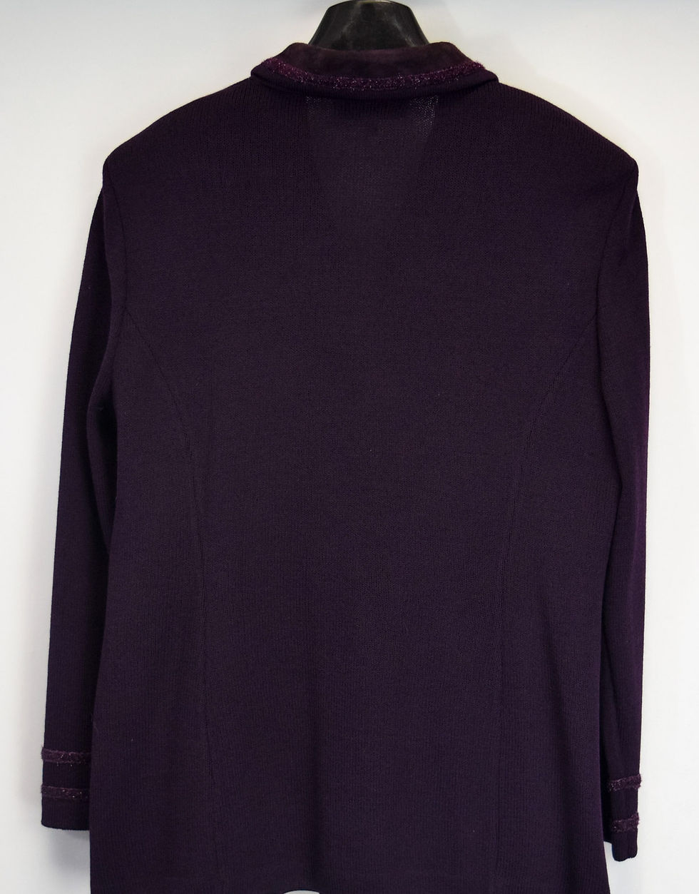 Thumbnail: ST. JOHN Collection 2PCS Knit Jacket Pant 16 Plum Suede Trim Gold Button Set