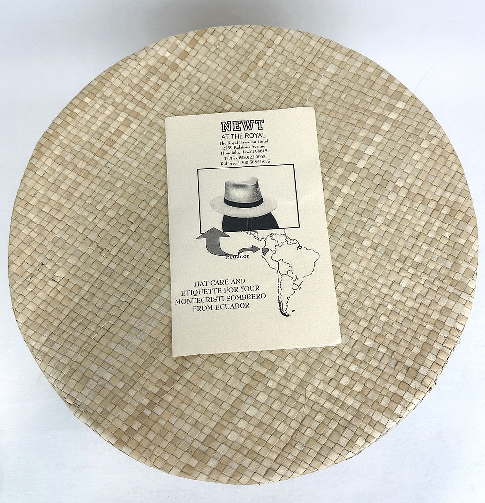 Miniatura: NEWT AT THE ROYAL PANAMA Beige Black Ribbon Montecristi Sombrero Straw Hat 7
